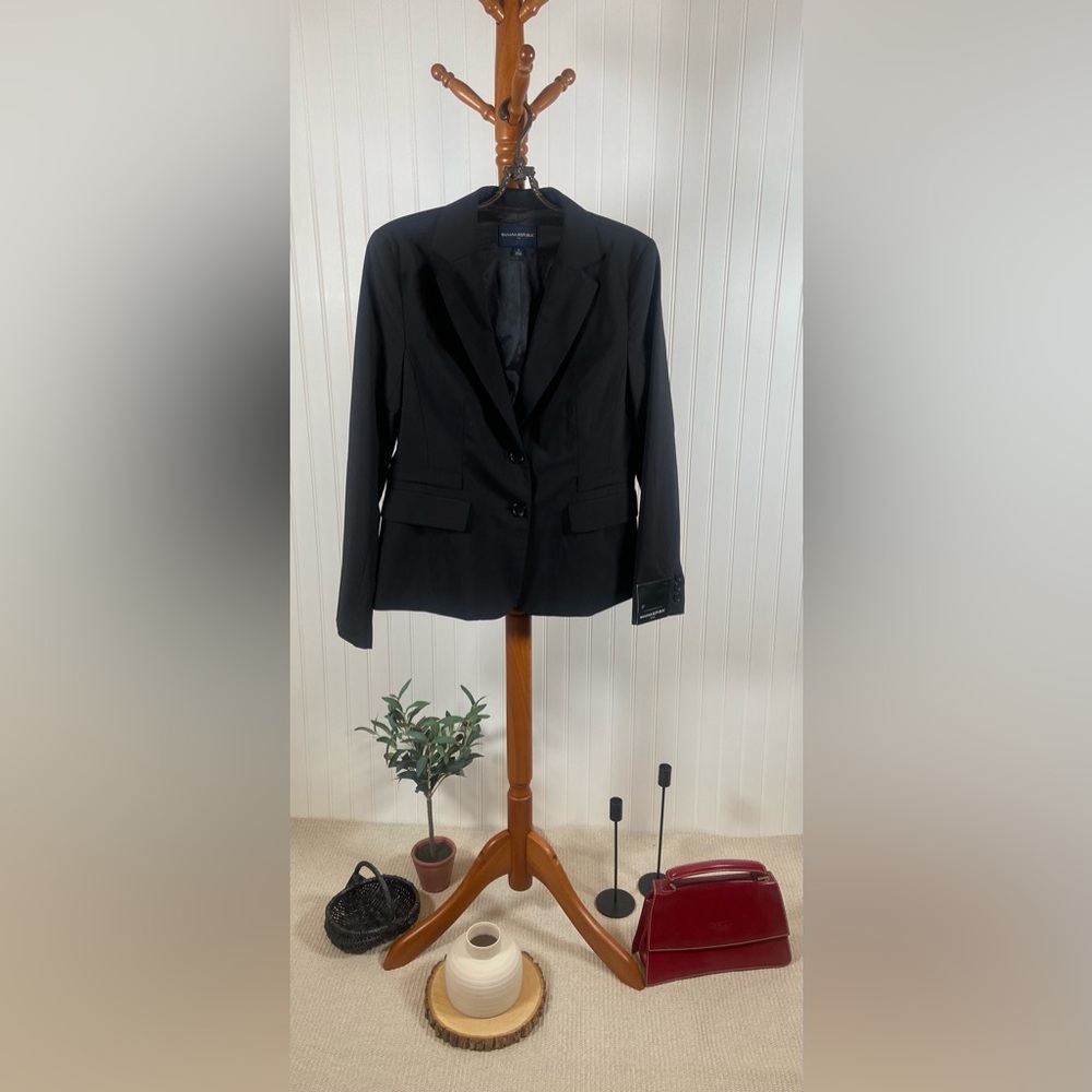 NWT Banana Republic Stretch Wool-Blend Blazer Women’s 12 Tailored Fit Black